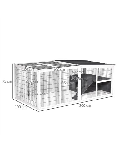 PawHut Guinea Pigs Hutches Wooden Small Rabbits Hutches Pet Run Cover Indoor Outdoor, Grey