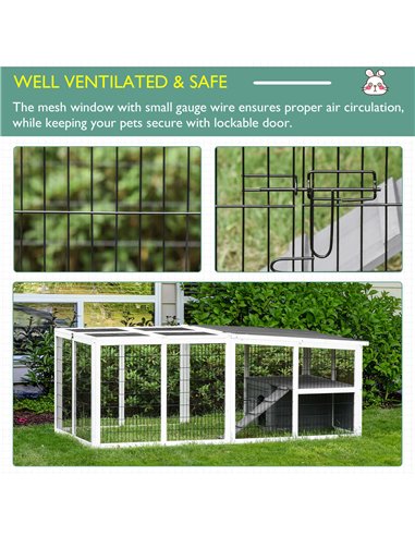 PawHut Guinea Pigs Hutches Wooden Small Rabbits Hutches Pet Run Cover Indoor Outdoor, Grey