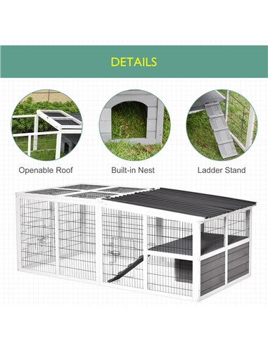 PawHut Guinea Pigs Hutches Wooden Small Rabbits Hutches Pet Run Cover Indoor Outdoor, Grey