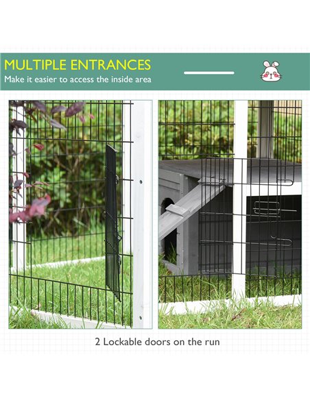 PawHut Guinea Pigs Hutches Wooden Small Rabbits Hutches Pet Run Cover Indoor Outdoor, Grey - pic 159528 | FastDaddyshop
