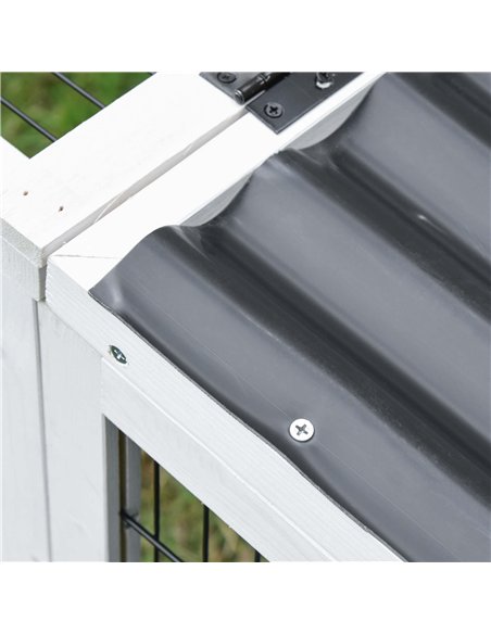 PawHut Guinea Pigs Hutches Wooden Small Rabbits Hutches Pet Run Cover Indoor Outdoor, Grey - pic 159530 | FastDaddyshop
