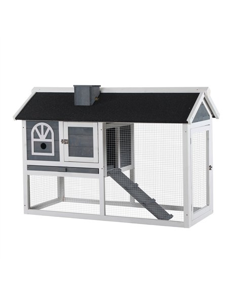 PawHut Guinea Pigs Hutches Wood Bunny Cage for Outdoor Indoor w/ Pull Out Tray Run Box Ramp - pic 159531 | FastDaddyshop