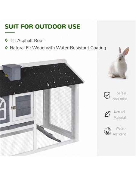 PawHut Guinea Pigs Hutches Wood Bunny Cage for Outdoor Indoor w/ Pull Out Tray Run Box Ramp - pic 159534 | FastDaddyshop