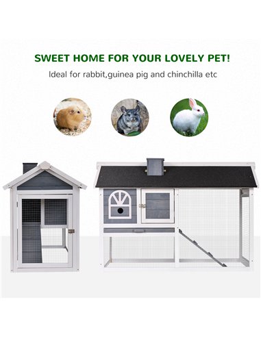 PawHut Guinea Pigs Hutches Wood Bunny Cage for Outdoor Indoor w/ Pull Out Tray Run Box Ramp