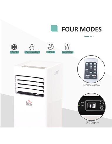 HOMCOM Mobile Air Conditioner White W/ Remote Control Cooling Dehumidifying Ventilating - 650W