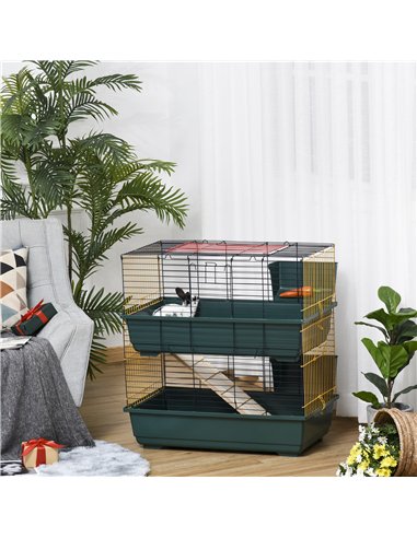 PawHut 2-Story Large Small Animal Cage w/ Accessories for Chinchillas Puppy Guinea Pig
