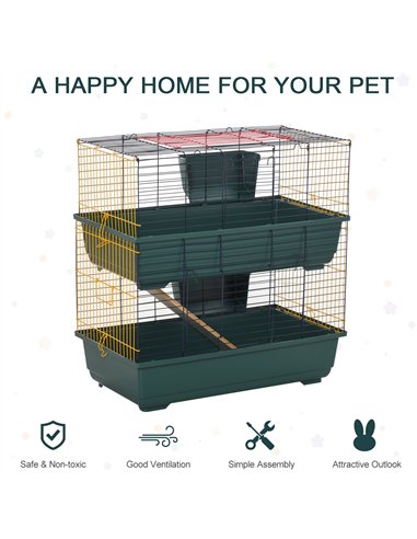 PawHut 2-Story Large Small Animal Cage w/ Accessories for Chinchillas Puppy Guinea Pig