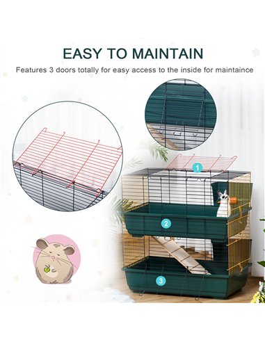 PawHut 2-Story Large Small Animal Cage w/ Accessories for Chinchillas Puppy Guinea Pig
