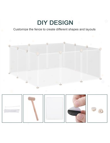 PawHut Pet Playpen DIY Small Guinea Pigs Hutches Fence 12 Panels for Kitten Bunny Chinchilla