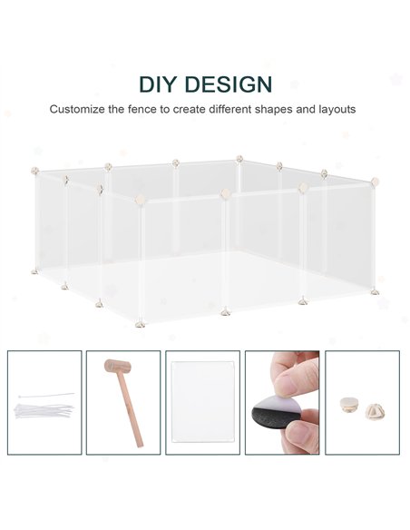 PawHut Pet Playpen DIY Small Guinea Pigs Hutches Fence 12 Panels for Kitten Bunny Chinchilla - pic 159561 | FastDaddyshop