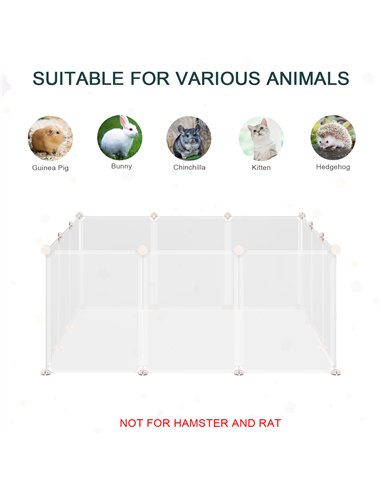 PawHut Pet Playpen DIY Small Guinea Pigs Hutches Fence 12 Panels for Kitten Bunny Chinchilla