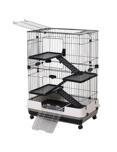 PawHut Metal Wire 3-Tier Small Guinea Pigs Hutches Rabbits Hutches Black/White - pic 159567 | FastDaddyshop