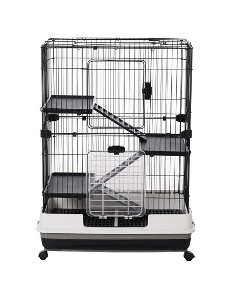 PawHut Metal Wire 3-Tier Small Guinea Pigs Hutches Rabbits Hutches Black/White - pic 159569 | FastDaddyshop