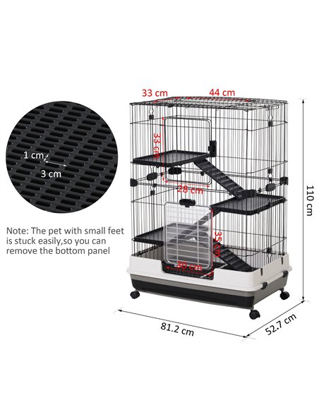 PawHut Metal Wire 3-Tier Small Guinea Pigs Hutches Rabbits Hutches Black/White - pic 159570 | FastDaddyshop