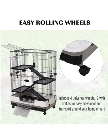 PawHut Metal Wire 3-Tier Small Guinea Pigs Hutches Rabbits Hutches Black/White