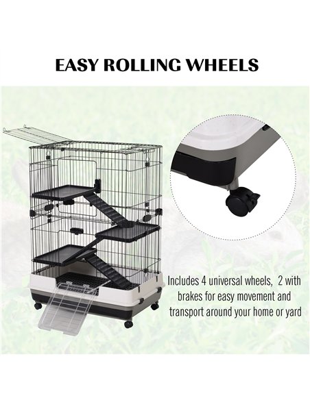 PawHut Metal Wire 3-Tier Small Guinea Pigs Hutches Rabbits Hutches Black/White - pic 159572 | FastDaddyshop