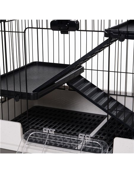 PawHut Metal Wire 3-Tier Small Guinea Pigs Hutches Rabbits Hutches Black/White - pic 159574 | FastDaddyshop
