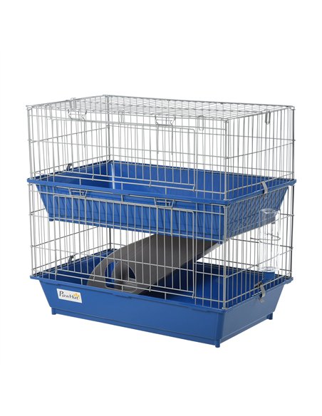 PawHut Metal 2-Tier Small Guinea Pigs Hutches Blue - pic 159576 | FastDaddyshop