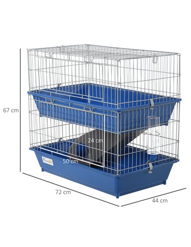 PawHut Metal 2-Tier Small Guinea Pigs Hutches Blue