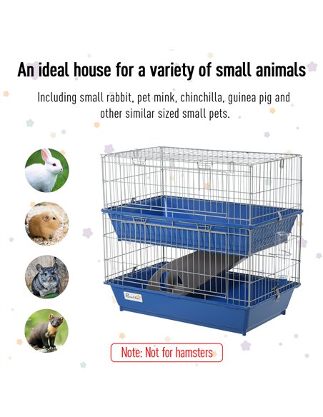 PawHut Metal 2-Tier Small Guinea Pigs Hutches Blue - pic 159579 | FastDaddyshop