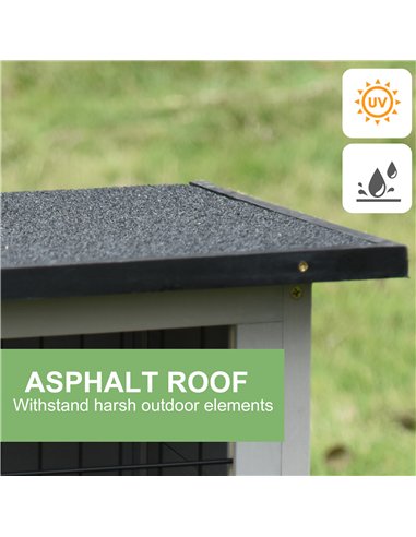 PawHut Elevated Fir Wood Guinea Pigs Hutches Tray Openable Asphalt Roof Outdoor Pet Cage Grey