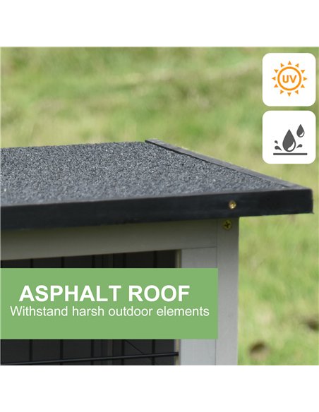 PawHut Elevated Fir Wood Guinea Pigs Hutches Tray Openable Asphalt Roof Outdoor Pet Cage Grey - pic 159588 | FastDaddyshop