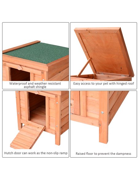 PawHut 20" Wooden Guinea Pigs Hutches-Fir Wood - pic 159606 | FastDaddyshop