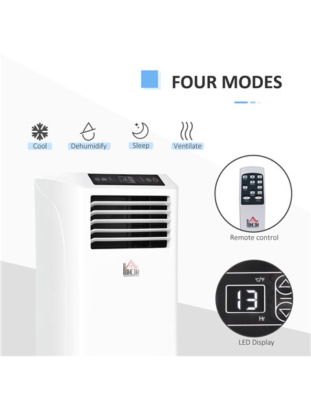 HOMCOM Mobile Air Conditioner with Remote Control, Timer, Cooling Dehumidifying Ventilating, LED Display White - 1003W - pic 15963 | FastDaddyshop