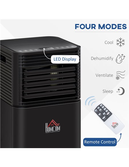 Homcom Mobile Air Conditioner with Remote Control, Timer, LED Display, Auto Shut-Down 860W, Black - pic 15971 | FastDaddyshop