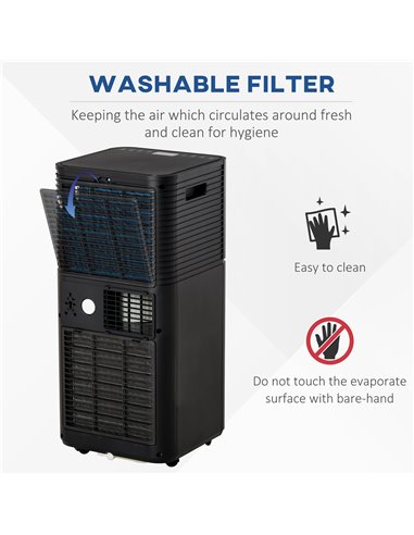 Homcom Mobile Air Conditioner with Remote Control, Timer, LED Display, Auto Shut-Down 860W, Black