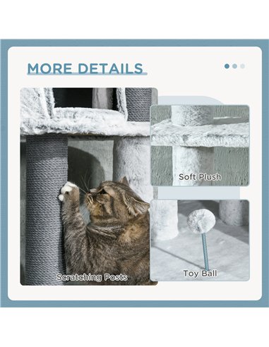 PawHut 255cm Floor to Ceiling Cat Tree with Scratching Posts, Height Adjustable Cat Tower with Hammock, House, Anti-tipping Kit,