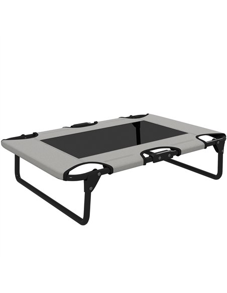 PawHut Portable Raised Dog Bed, Elevated Pet Cot with Breathable Mesh for Indoor Outdoor, for Small Medium Dogs, Light Grey - pic 159780 | FastDaddyshop