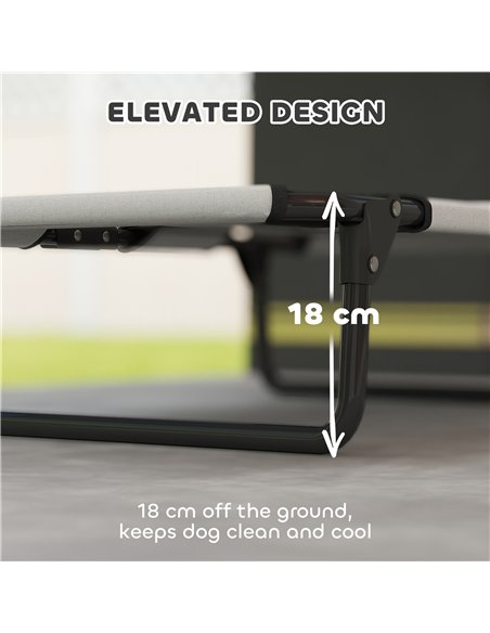 PawHut Portable Raised Dog Bed, Elevated Pet Cot with Breathable Mesh for Indoor Outdoor, for Small Medium Dogs, Light Grey - pic 159783 | FastDaddyshop