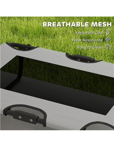 PawHut Portable Raised Dog Bed, Elevated Pet Cot with Breathable Mesh for Indoor Outdoor, for Small Medium Dogs, Light Grey
