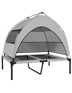 PawHut Portable Elevated Dog Bed with Removable Canopy, Cooling Raised Pet Cot for Medium Large Dogs, 92 x 75 x 89 cm