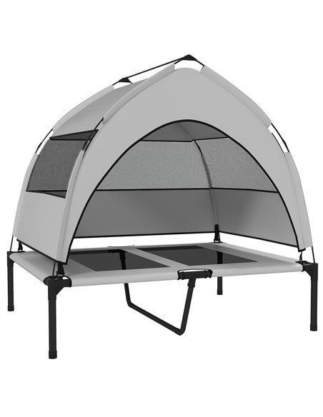 PawHut Portable Elevated Dog Bed with Removable Canopy, Cooling Raised Pet Cot for Medium Large Dogs, 92 x 75 x 89 cm - pic 159798 | FastDaddyshop