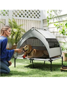 PawHut Portable Elevated Dog Bed with Removable Canopy, Cooling Raised Pet Cot for Medium Large Dogs, 92 x 75 x 89 cm 2