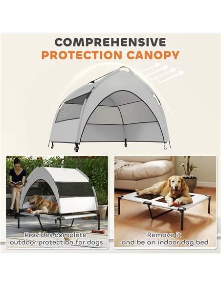 PawHut Portable Elevated Dog Bed with Removable Canopy, Cooling Raised Pet Cot for Medium Large Dogs, 92 x 75 x 89 cm - pic 159801 | FastDaddyshop