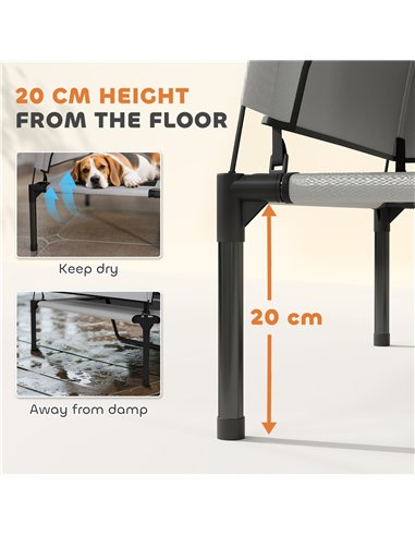 PawHut Portable Elevated Dog Bed with Removable Canopy, Cooling Raised Pet Cot for Medium Large Dogs, 92 x 75 x 89 cm