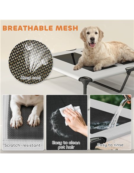 PawHut Portable Elevated Dog Bed with Removable Canopy, Cooling Raised Pet Cot for Medium Large Dogs, 92 x 75 x 89 cm - pic 159803 | FastDaddyshop
