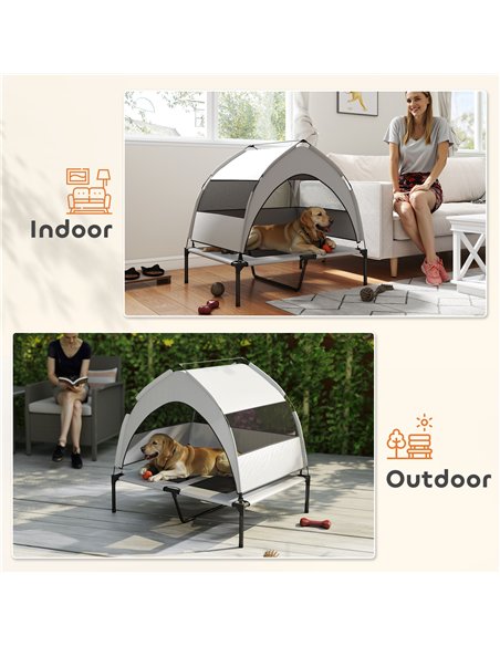 PawHut Portable Elevated Dog Bed with Removable Canopy, Cooling Raised Pet Cot for Medium Large Dogs, 92 x 75 x 89 cm - pic 159804 | FastDaddyshop
