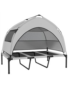 PawHut Portable Elevated Dog Bed with Removable Canopy, Cooling Raised Pet Cot for Large Dogs, 106 x 76 x 94 cm