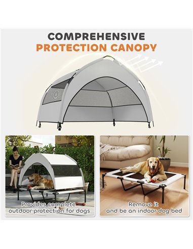 PawHut Portable Elevated Dog Bed with Removable Canopy, Cooling Raised Pet Cot for Large Dogs, 106 x 76 x 94 cm