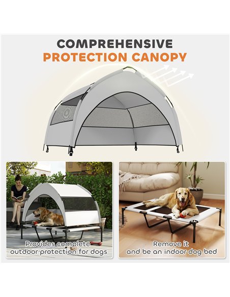 PawHut Portable Elevated Dog Bed with Removable Canopy, Cooling Raised Pet Cot for Large Dogs, 106 x 76 x 94 cm - pic 159810 | FastDaddyshop