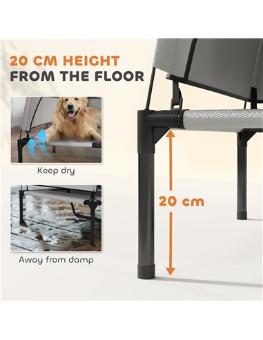 PawHut Portable Elevated Dog Bed with Removable Canopy, Cooling Raised Pet Cot for Large Dogs, 106 x 76 x 94 cm