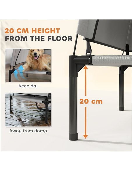 PawHut Portable Elevated Dog Bed with Removable Canopy, Cooling Raised Pet Cot for Large Dogs, 106 x 76 x 94 cm - pic 159811 | FastDaddyshop