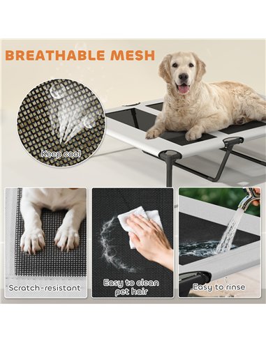 PawHut Portable Elevated Dog Bed with Removable Canopy, Cooling Raised Pet Cot for Large Dogs, 106 x 76 x 94 cm