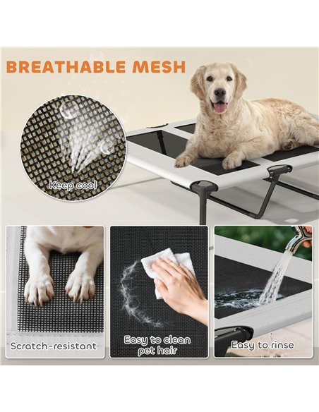 PawHut Portable Elevated Dog Bed with Removable Canopy, Cooling Raised Pet Cot for Large Dogs, 106 x 76 x 94 cm - pic 159812 | FastDaddyshop