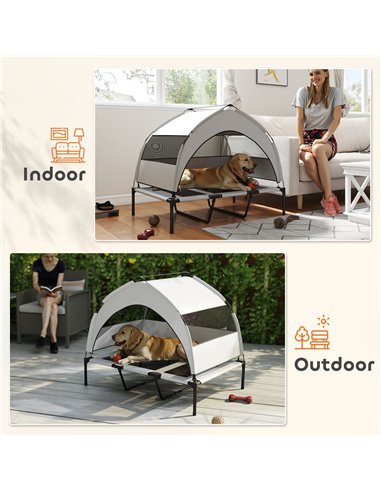 PawHut Portable Elevated Dog Bed with Removable Canopy, Cooling Raised Pet Cot for Large Dogs, 106 x 76 x 94 cm
