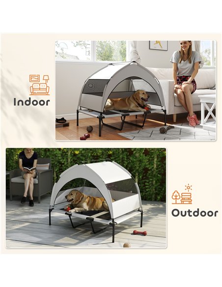 PawHut Portable Elevated Dog Bed with Removable Canopy, Cooling Raised Pet Cot for Large Dogs, 106 x 76 x 94 cm - pic 159813 | FastDaddyshop
